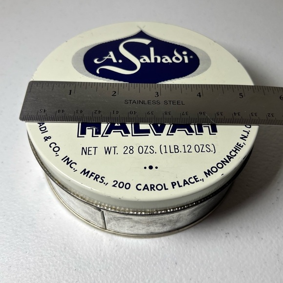 Vintage A. Sahadi Halvah Tin Can 28 Oz Empty - Picture 7 of 12